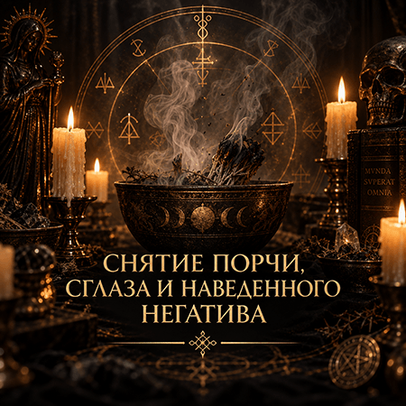 СНЯТИЕ ПОРЧИ, СГЛАЗА И НАВЕДЕННОГО НЕГАТИВА. Помощь в сфере Любовной Магии.